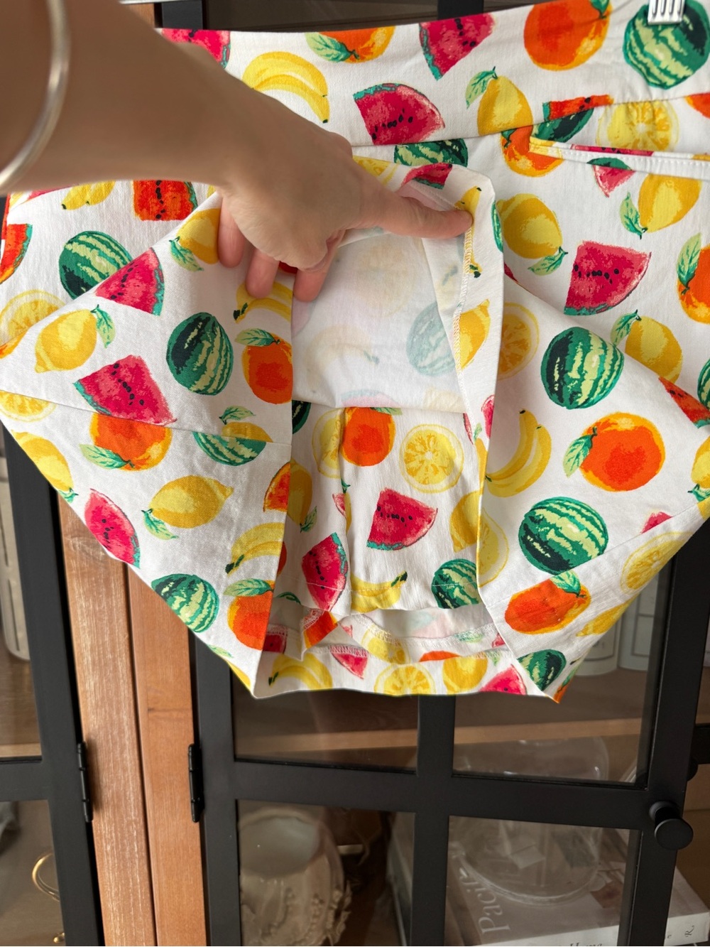 Vintage 90s fruits skort novelty print high rise a-line mini skirt watercolor - Picture 3 of 6